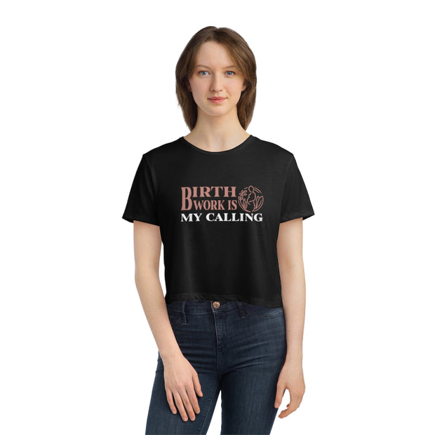 Birth Is My Calling Flowy Cropped Tee