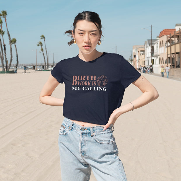 Birth Is My Calling Flowy Cropped Tee