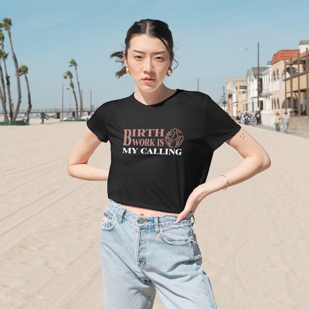 Birth Is My Calling Flowy Cropped Tee