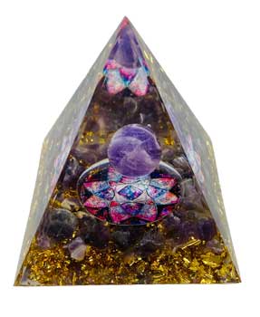 2 1/2" Purple Moon with Lotus orgonite pyramid