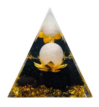 2 1/2" White Moon with Lotus orgonite pyramid