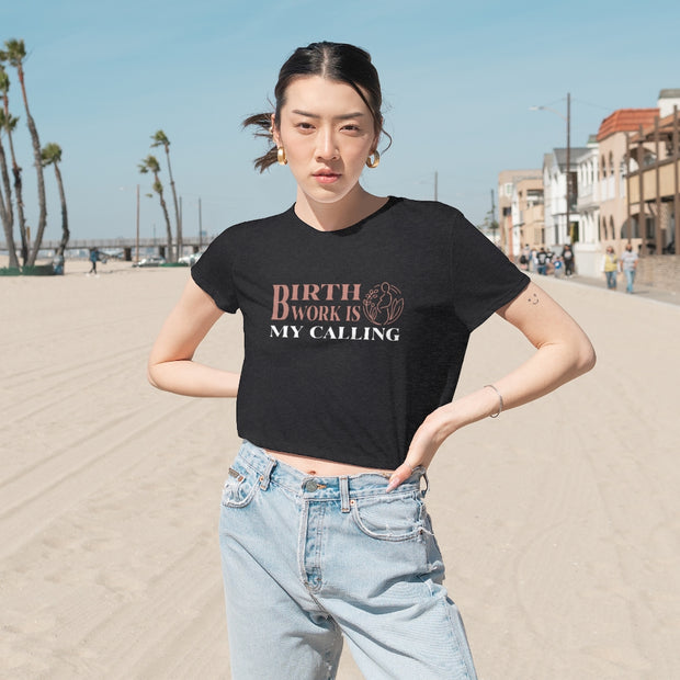 Birth Is My Calling Flowy Cropped Tee