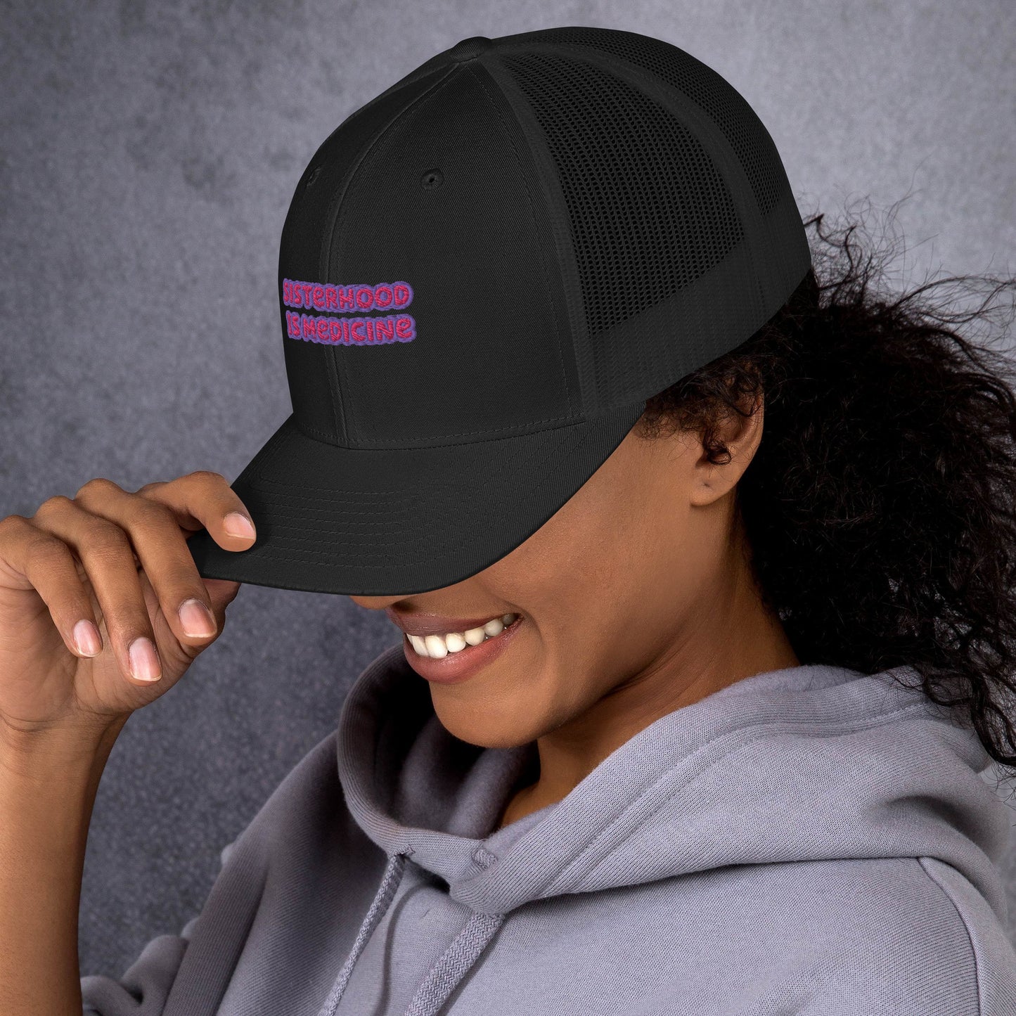 SISTERHOOD IS MEDICINE TRUCKER HAT